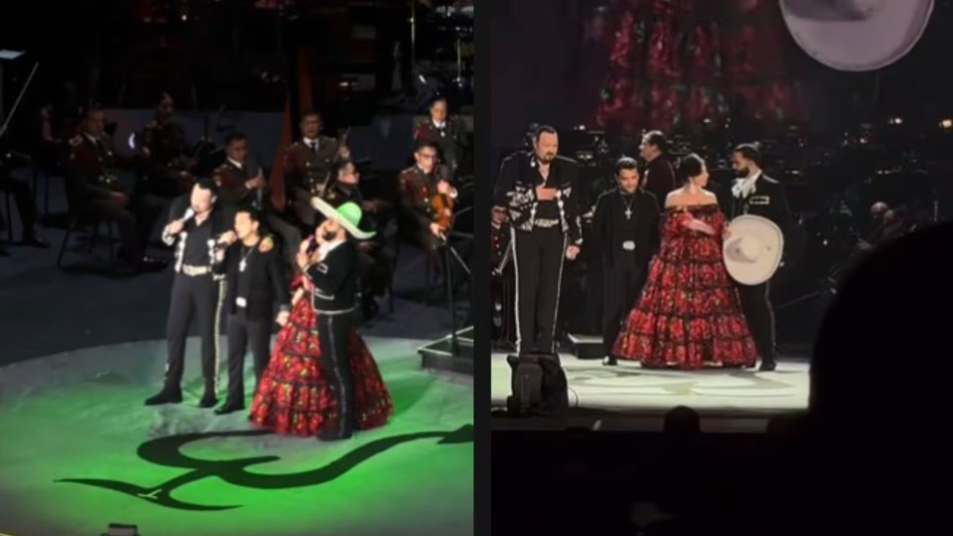 Las imágenes del momento provocaron desde críticas hasta bromas sobre la dinámica familiar y el papel de Nodal durante la presentación. (@elytorres_91)