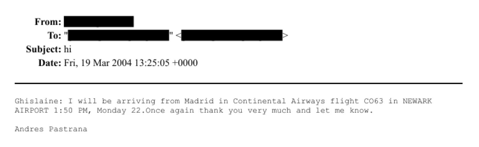 Documentos oficiales incluyen correos electrónicos y registros de viajes y encuentros entre Pastrana, Maxwell y Epstein - crédito X