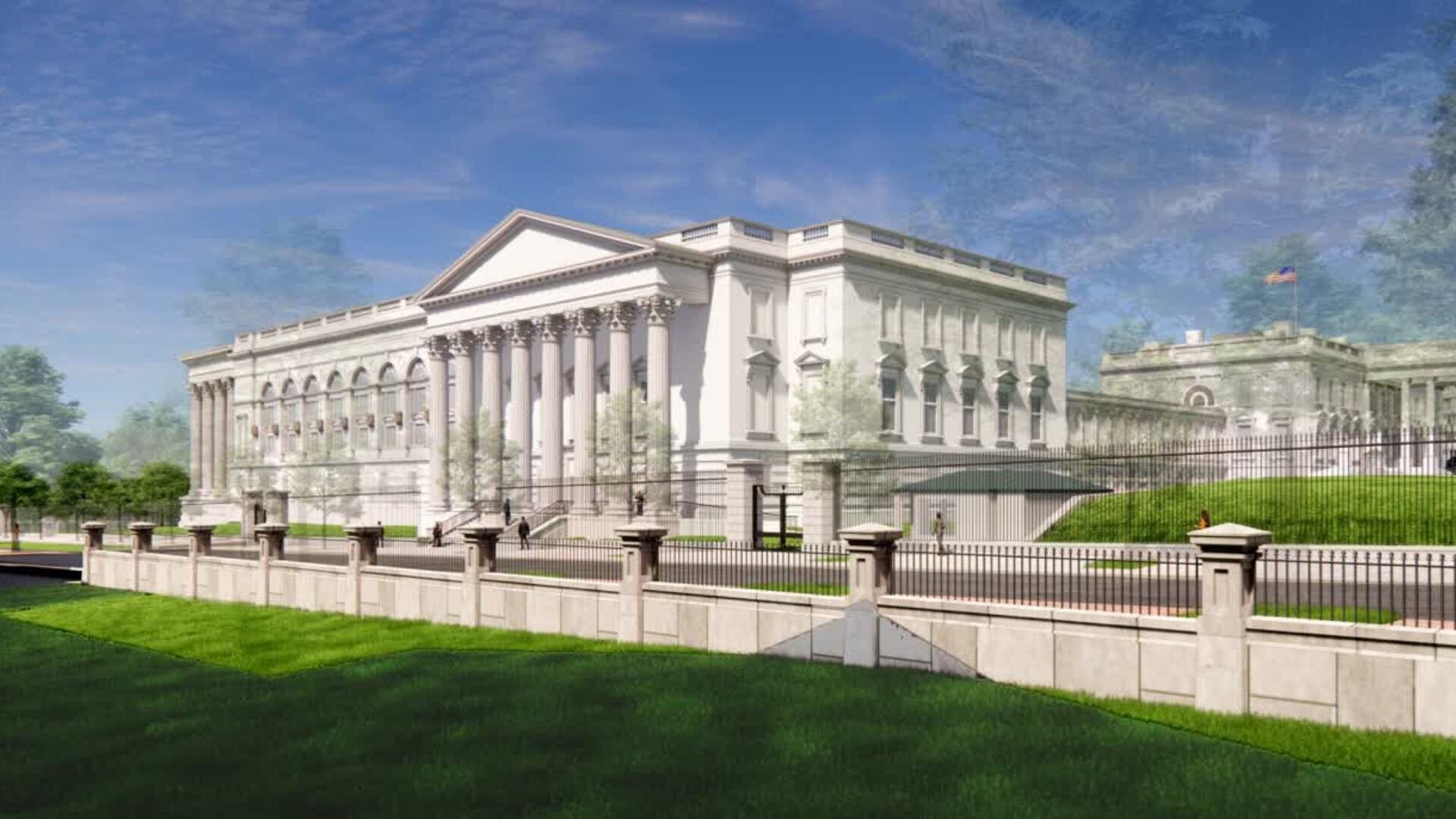 Donald Trump publicó, a través de Truth Social, una imagen de la edificación que tendrá en su interior al futuro Salón de Baile de la Casa Blanca (@realDonaldTrump)