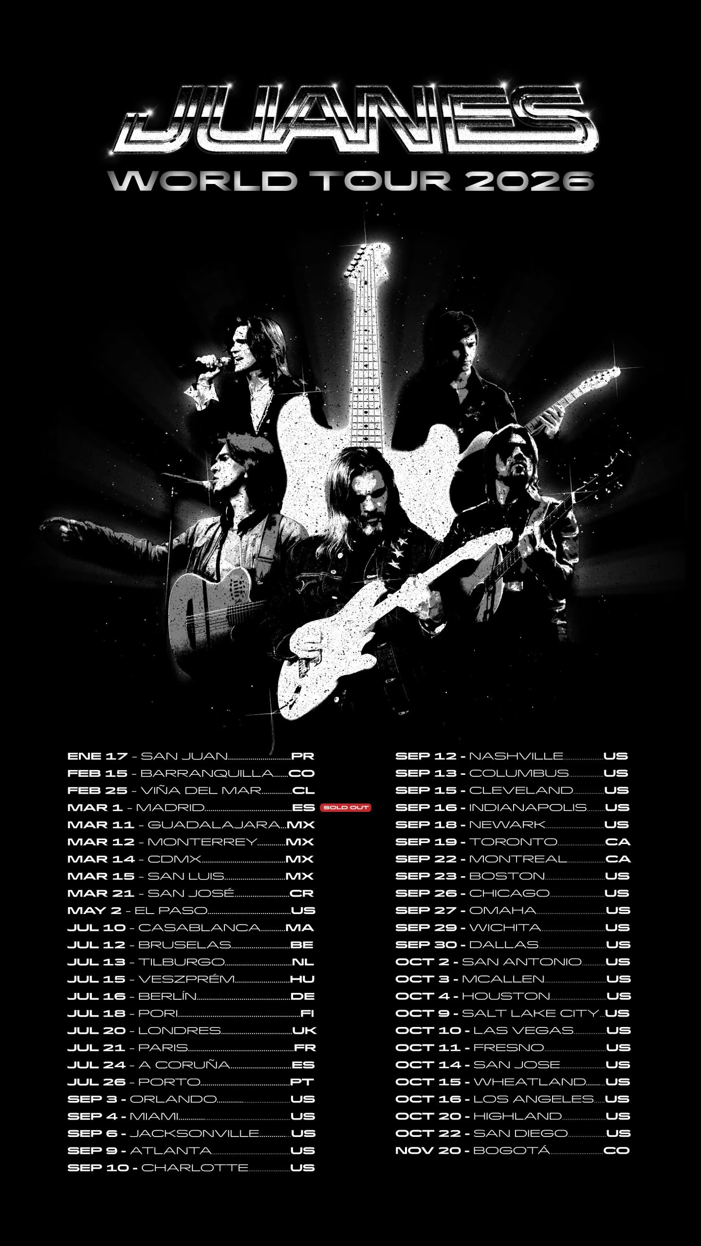 Con una producción inspirada en ‘JuanesTeban’, Juanes emprenderá una gira mundial en 2026 que incluye más de 50 conciertos. El cantante paisa estará en Bogotá en noviembre del 2026 - crédito cortesía Juanes