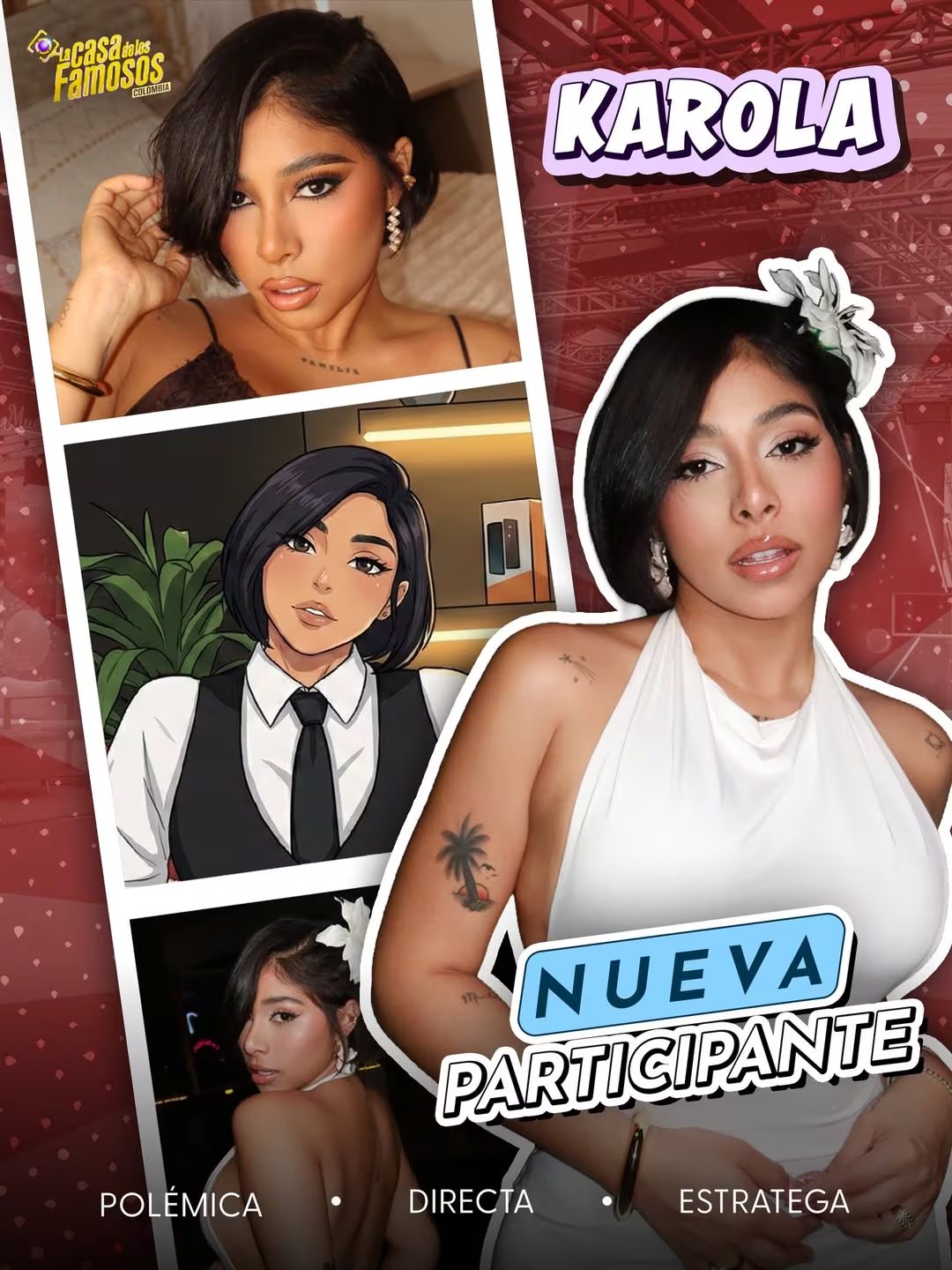Karola fue confirmada por El Jefe como la nueva participante en 'La casa de los famosos 3' - crédito @lacasadelosfamososcolombia1/ Instagram