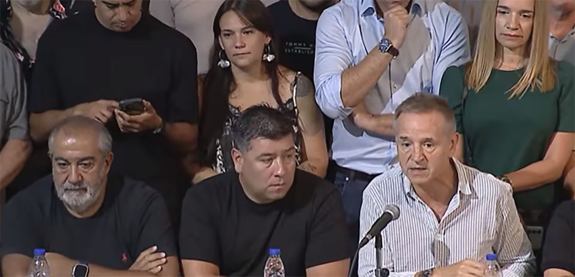 Héctor Daer, Cristian Jerónimo y Jorge Sola, durante la conferencia de prensa de la CGT