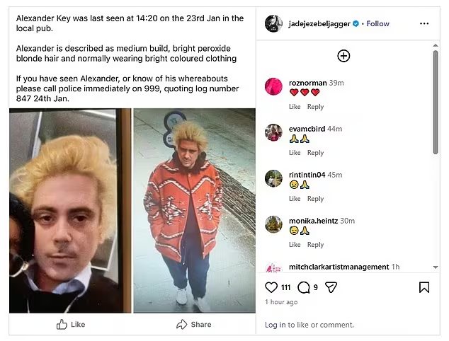 Jade y Georgia May Jagger usaron sus redes sociales para multiplicar el pedido de ayuda y conseguir información sobre el paradero de Alexander Key (Instagram)