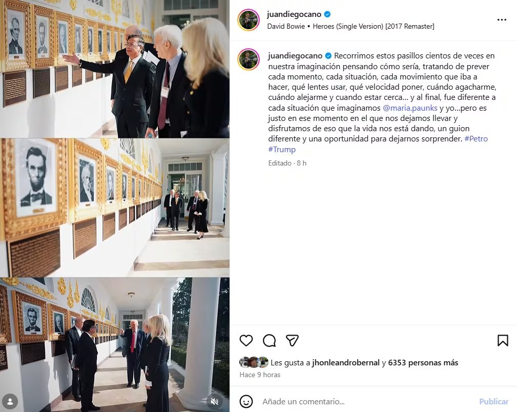 Este fue el mensaje que dejó Cano junto al video en el que recogió los momentos más destacados de la reunión Petro-Trump en Washington - crédito @juandiegocano/IG