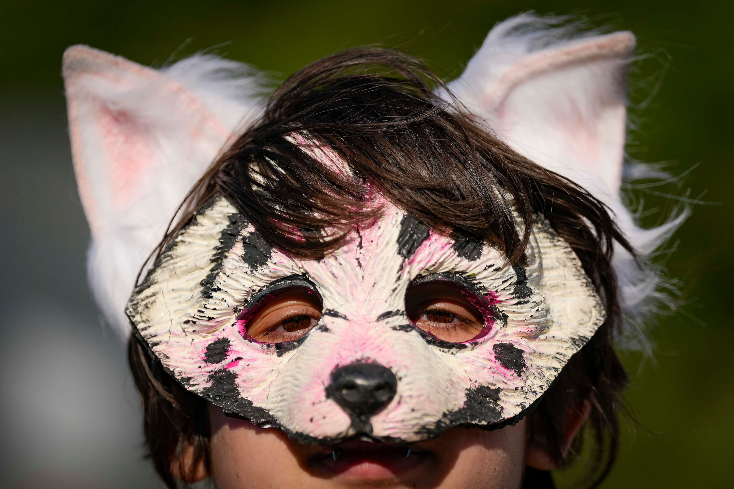 Fin (nombre ficticio), un joven de 17 años de Sant Feliu de Llobregat (Barcelona), que se identifica con un lobo gris albino, hace nueve años que forma parte de la comunidad 'therian'. (Enric Fontcuberta/EFE)