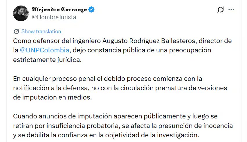 La defensa cuestionó la circulación anticipada de versiones de imputación en medios antes de la notificación formal a la defensa crédito @HombreJurista/X
