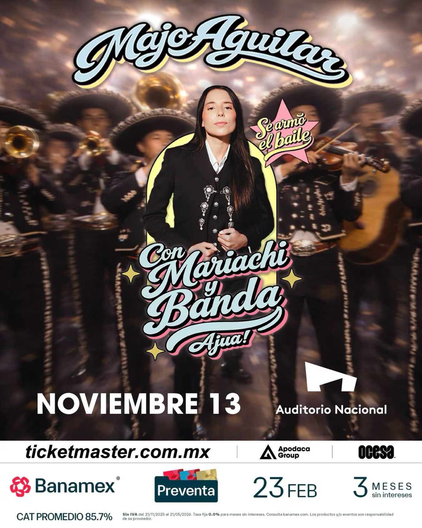 La cantante será acompañada por banda y amriachi en el famoso recinto. (Facebook Majo Aguilar)