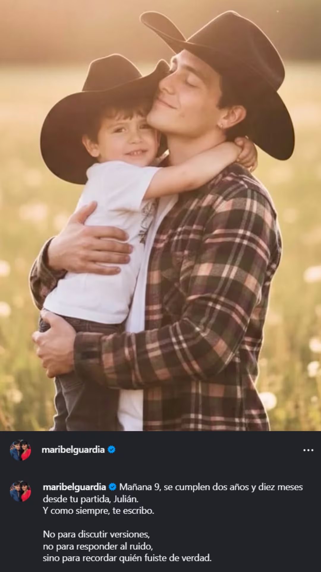 Para muchos de sus seguidores, el texto fue interpretado como una forma de honrar a Julián sin alimentar la controversia. (@maribelguardia / Instagram)