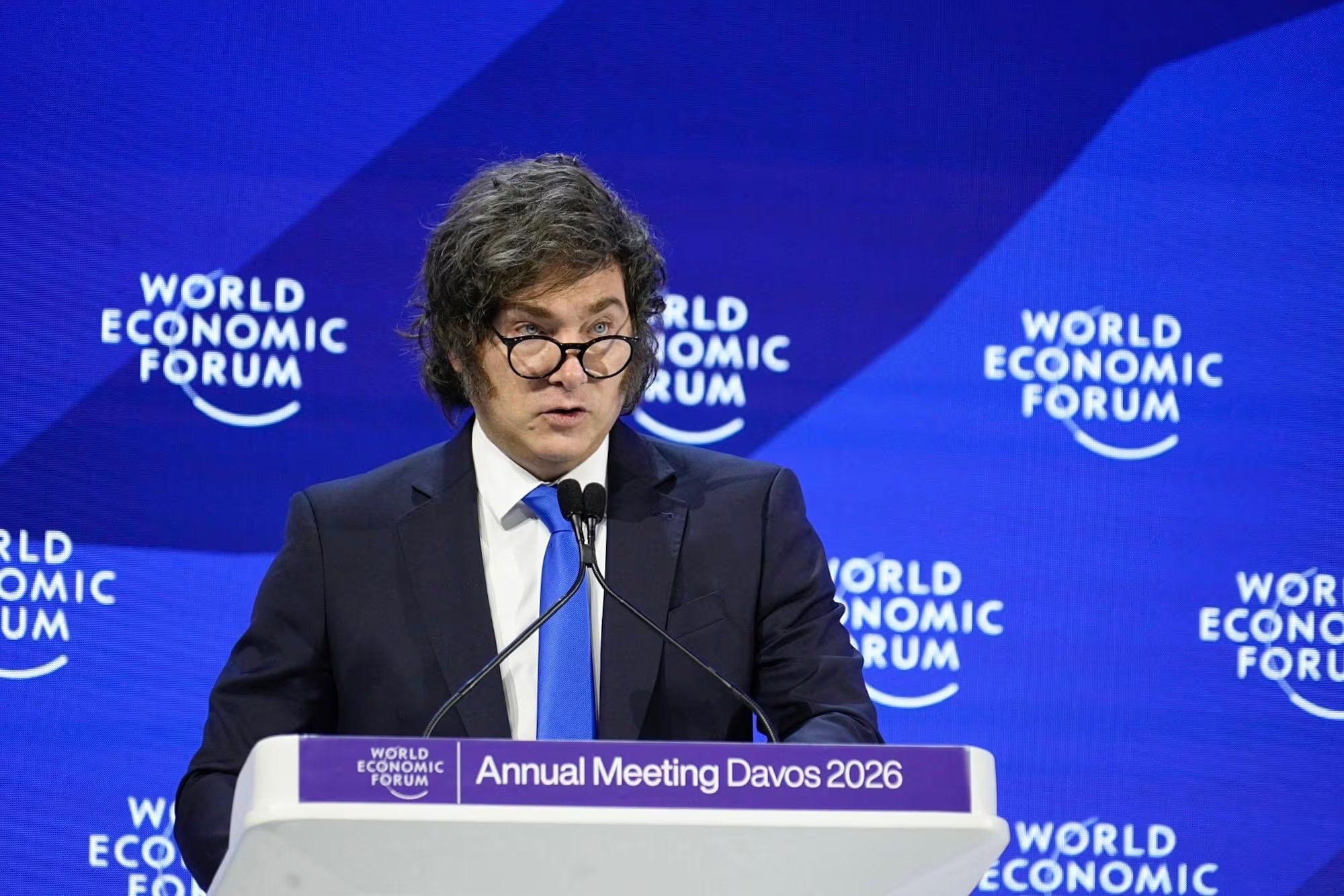 Javier Milei durante su discurso en Davos, (Suiza)