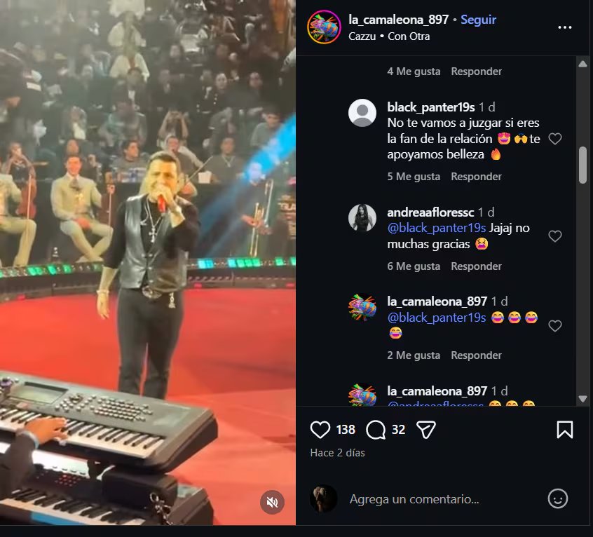Andrea Flores reaccionó a la polémica, negando tener un interés personal por el cantante. (Instagram)