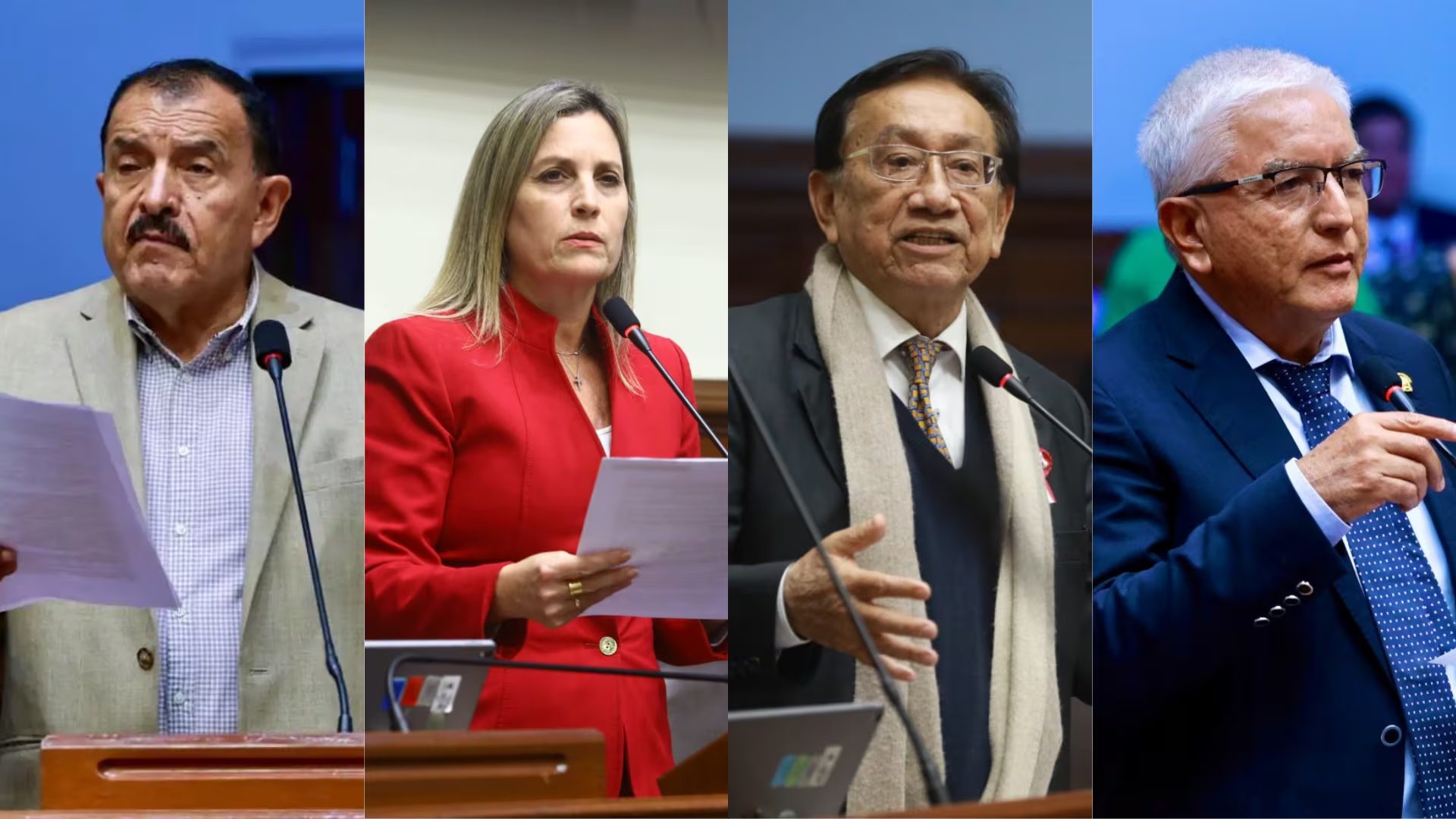 Edgar Reymundo, Héctor Acuña, María del Carmen Alva, José María Balcázar, Juan Burgos. (Foto composición: Infobae Perú/Agencia Andina)