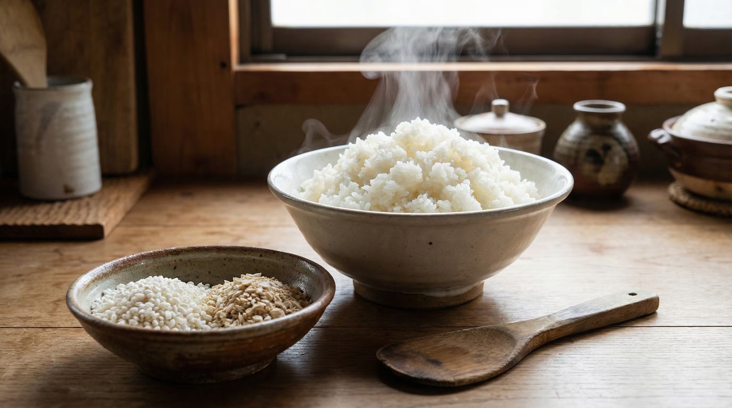 El primer paso del amazake: arroz blanco cocido y koji, la base de esta bebida tradicional japonesa, listos para mezclarse y comenzar la fermentación
(Imagen Ilustrativa Infobae)