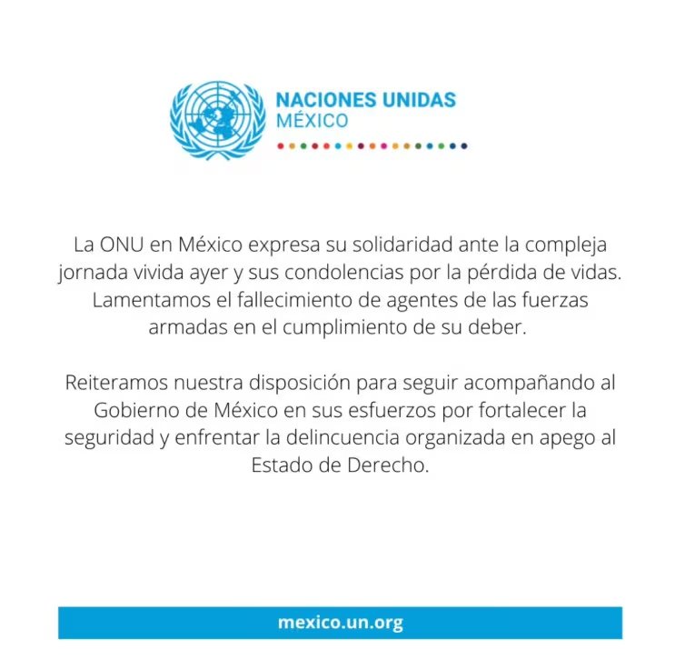 El organismo internacional expresó su disposición para acompañar a México en la lucha contra la delincuencia organizada.