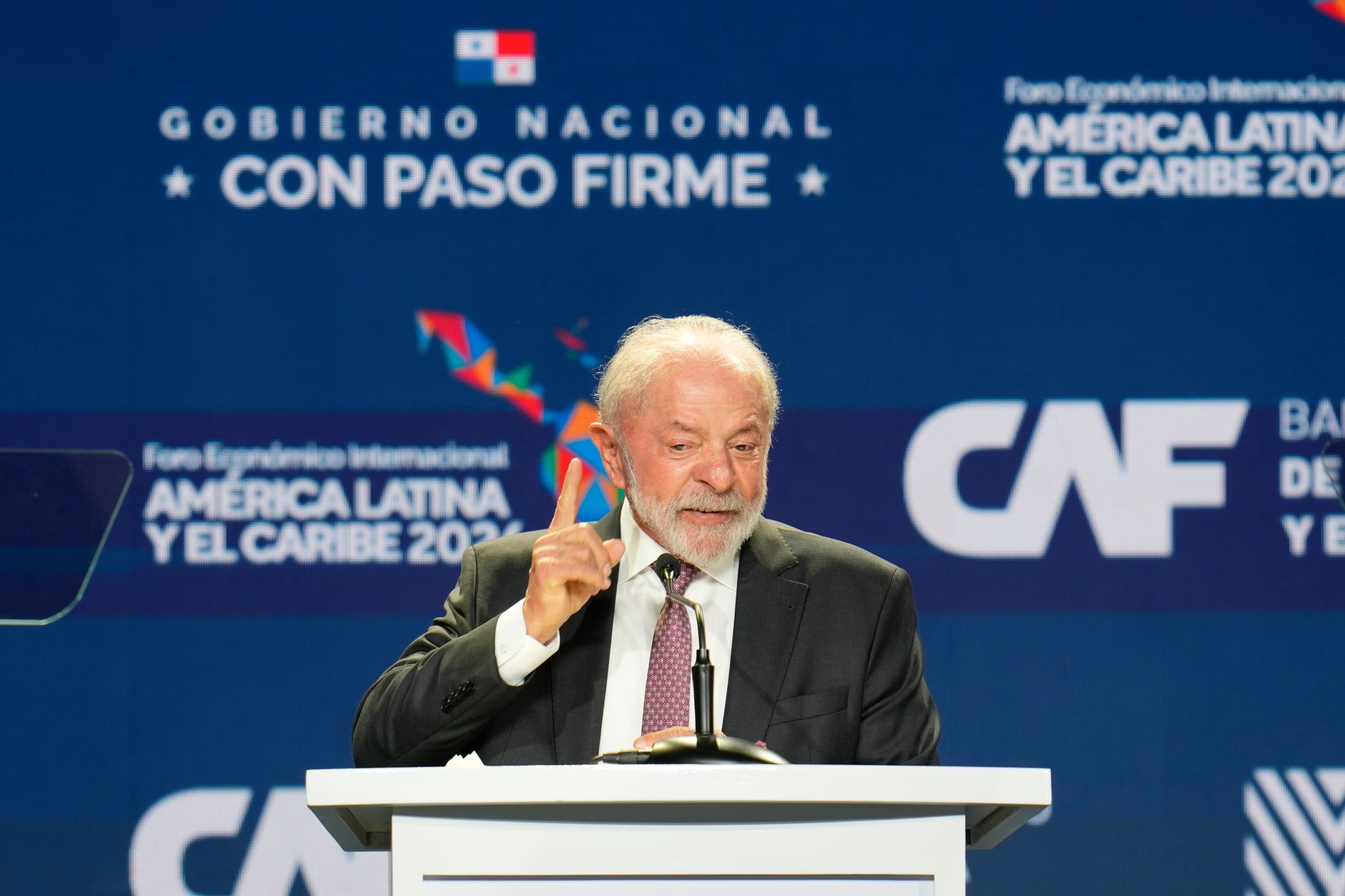 Lula da Silva, presidente de Brasil, durante su exposición en el foro económico(
AP Foto/Matías Delacroix)