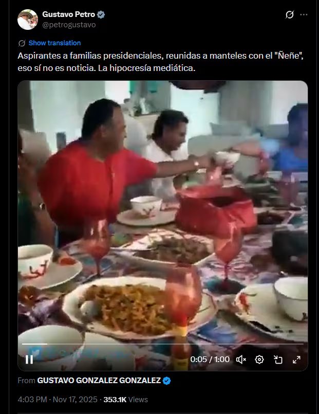 Los videos difundidos muestran al exnotario en un almuerzo con el ganadero José “Ñeñe” Hernández, asesinado en 2019 y entonces investigado por presuntos vínculos con el narcotráfico - crédito @petrogustavo/X