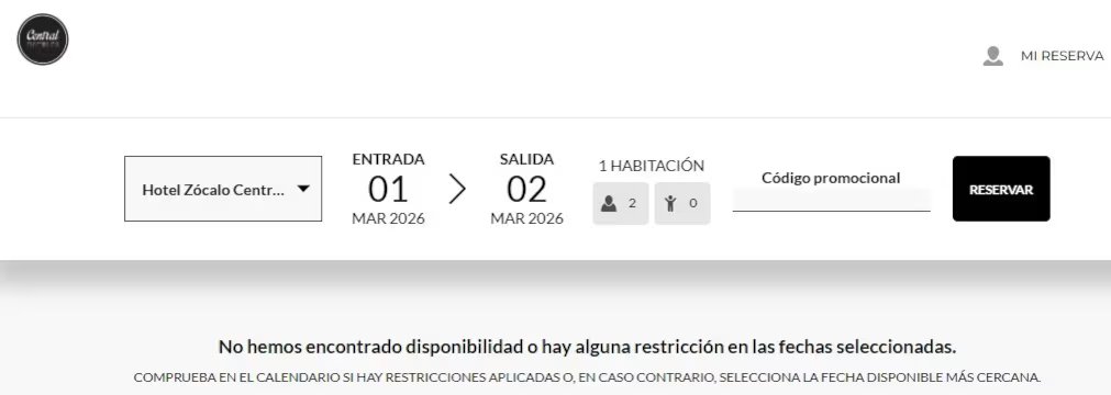 Las reservaciones para el 1 de marzo ya no están disponibles (Captura de pantalla)