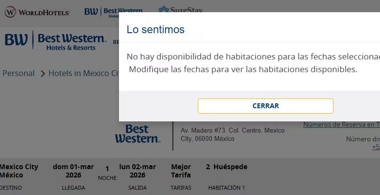 Las reservaciones para el 1 de marzo ya no están disponibles (Captura de pantalla)