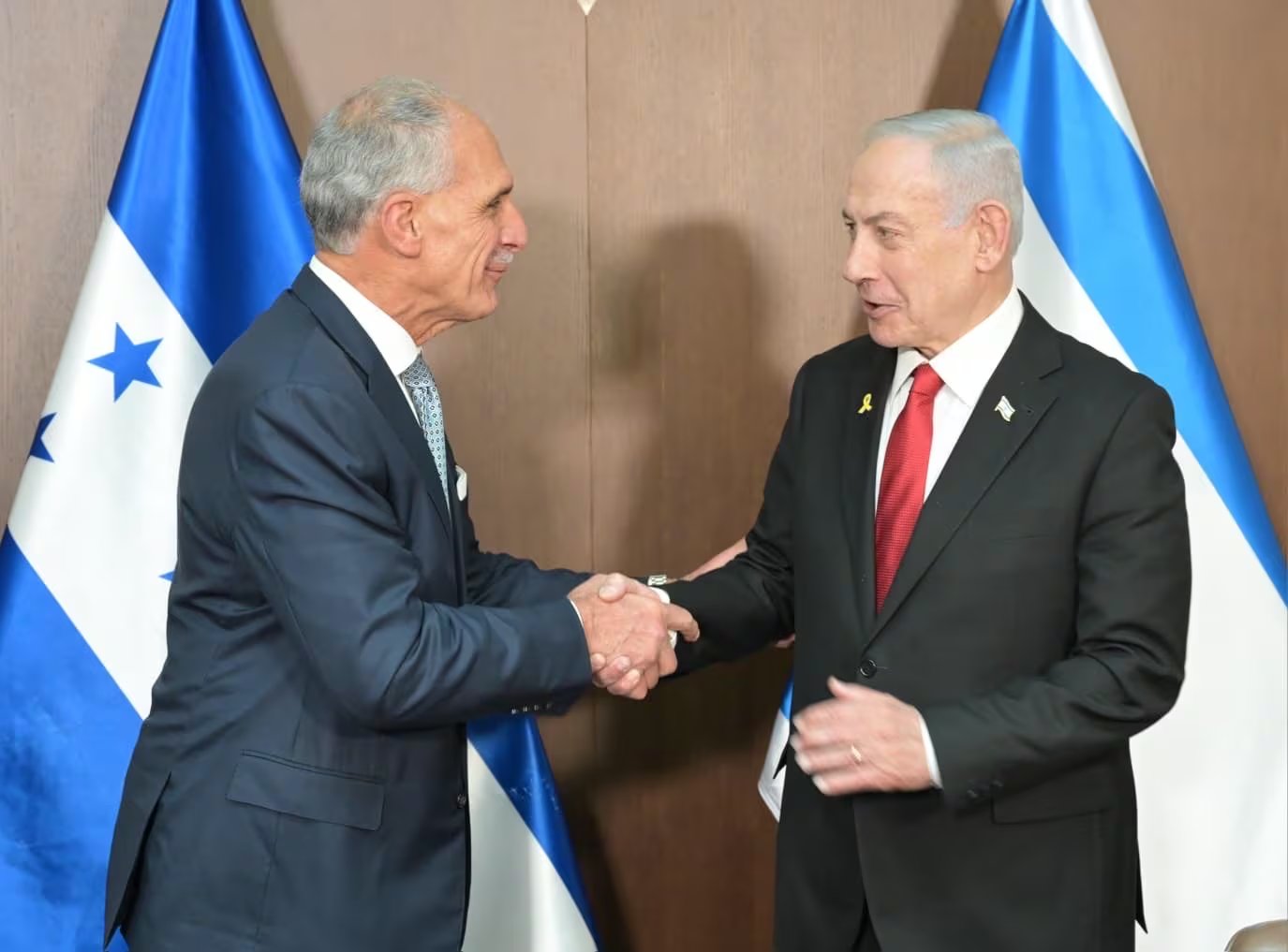 El presidente hondureño Asfura y Benjamín Netanyahu, primer ministro israelí, durante su encuentro oficial en Jerusalén