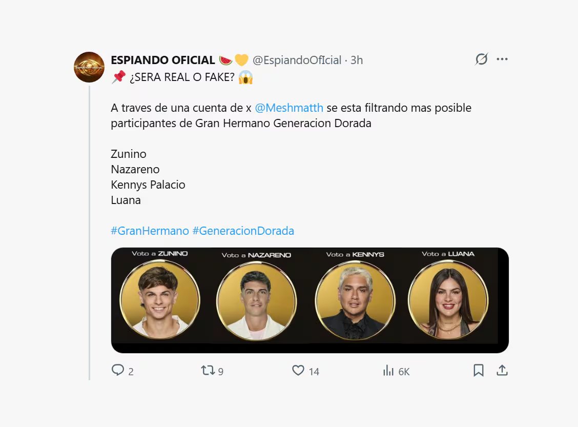 La primera gala de nominación de Gran Hermano está prevista para el miércoles 25, eliminando el tradicional período de adaptación entre los jugadores