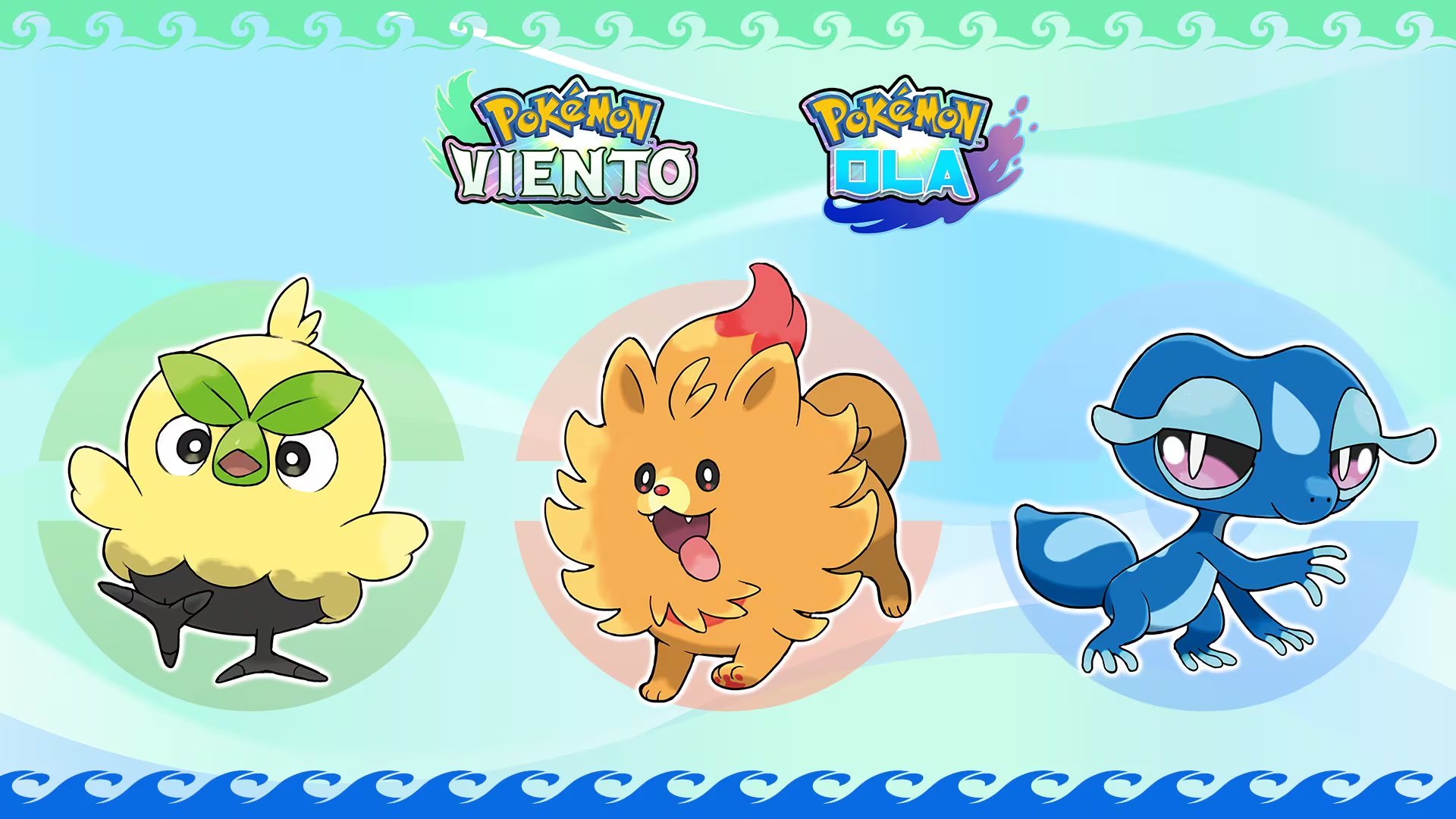 Browt, Pombo y Gecqua son los nuevos Pokémon iniciales de la décima generación que acompañarán a los jugadores en su aventura.