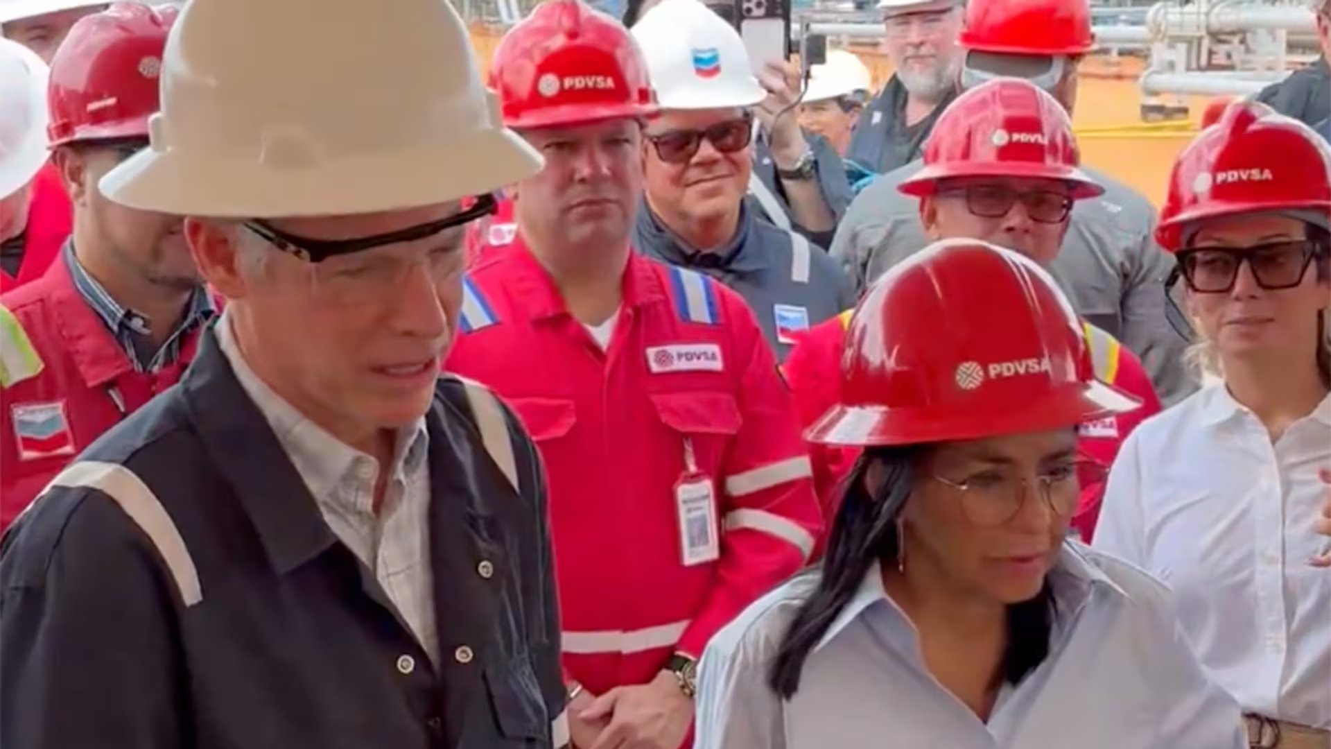 Wright y Rodríguez visitaron las instalaciones de la empresa mixta Petro Independencia, ubicada en Morichal, en el sur del estado Monagas, dentro de la Faja Petrolífera del Orinoco


