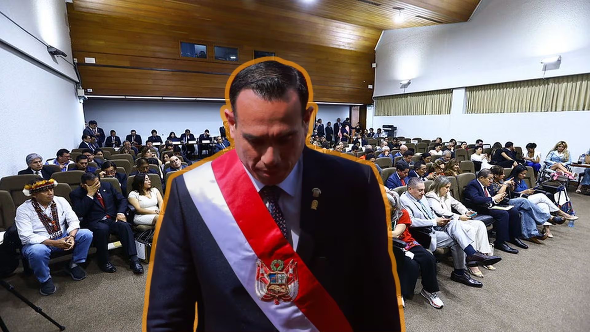 José Jerí, en el Congreso de la República, enfrenta una posible moción de censura que podría resultar en su destitución como presidente. (Composición Infobae)