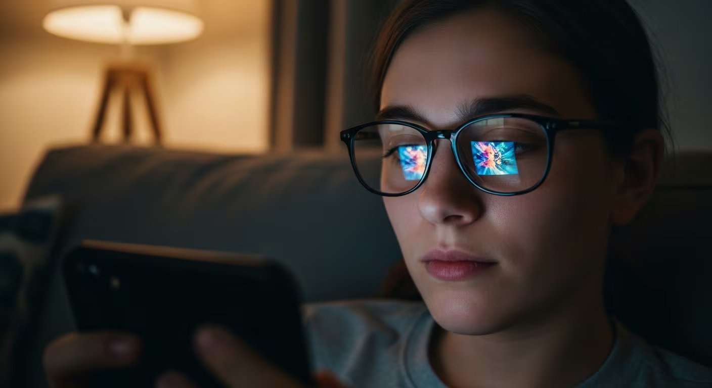 Limitar el tiempo frente a pantallas y usar gafas con filtro de luz azul previene la fatiga ocular y protege la salud visual (Imagen Ilustrativa Infobae)