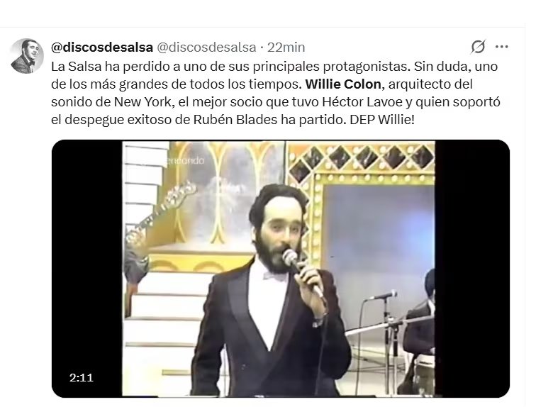 Fans peruanos se despiden a la leyenda de la salsa, Willie Colón. X