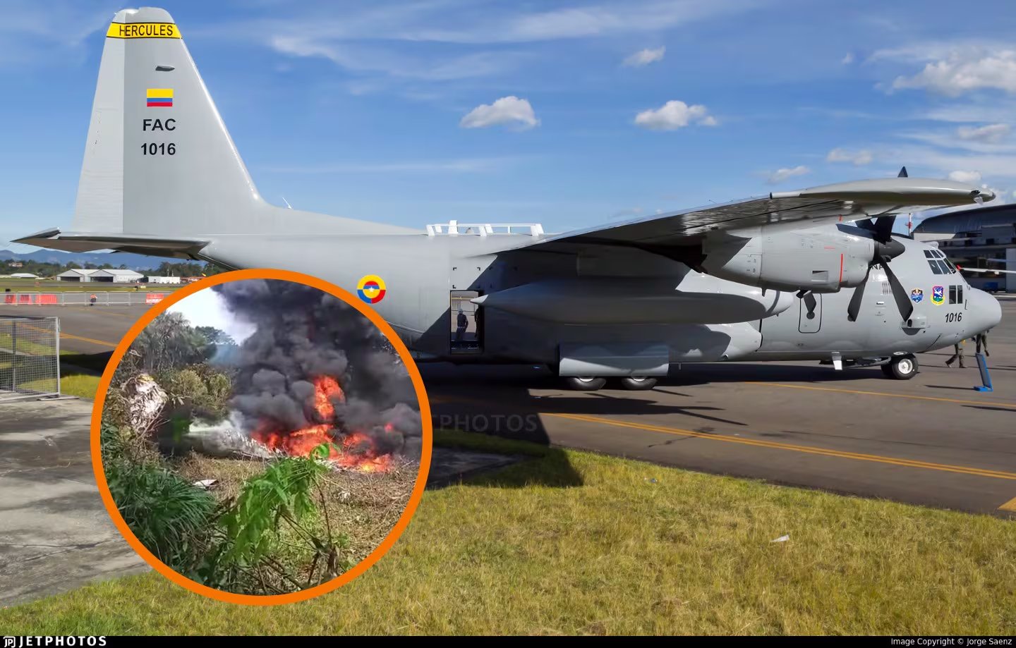 La operación aérea transportaba dos camionetas, material logístico y personal militar y policial en ruta entre Puerto Leguízamo y Puerto Asís - crédito Jorge Saenz/Jetphotos/X