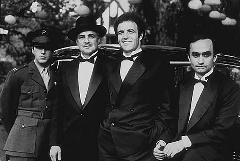 Al Pacino, Marlon Brando, James Caan y John Cazale en 