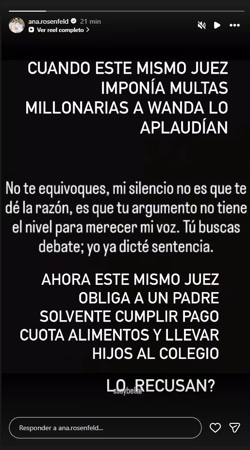 El posteo de Ana luego de que la defensa de Icardi pidiera la recusión del juez