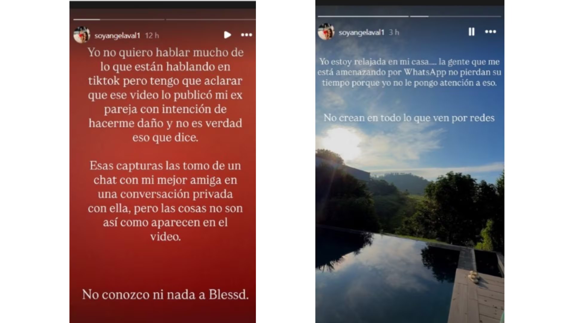 Ángela Valdivieso, la modelo implicada, negó conocer a Blessd y afirmó que el video fue publicado por su expareja con la intención de hacerle daño - crédito @soyangelaval1/ Instagram