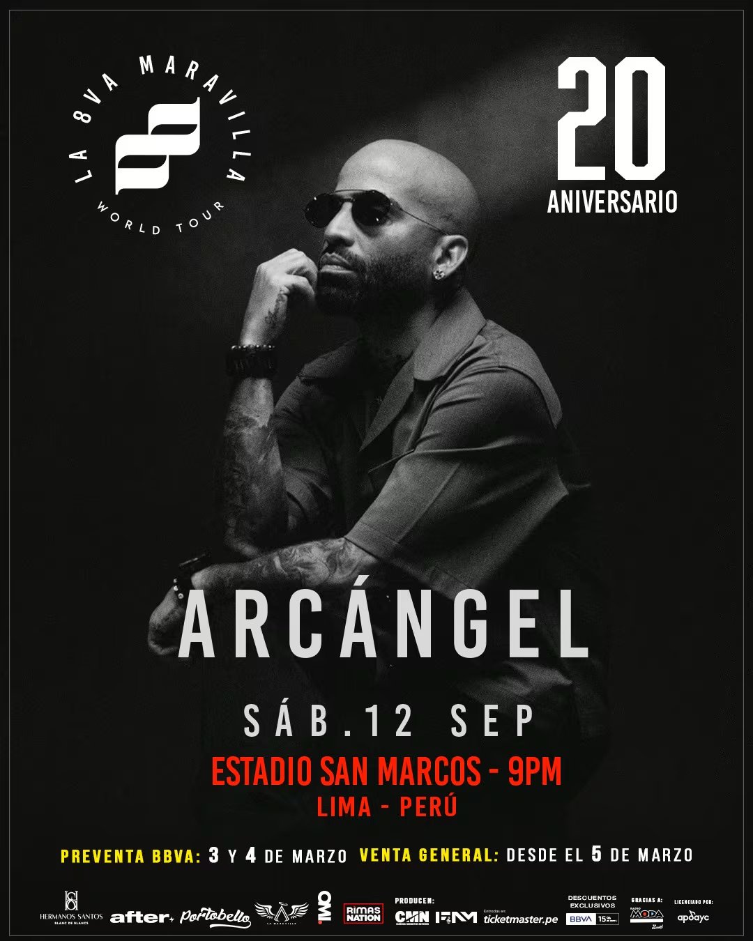 El cartel oficial anuncia el concierto de Arcángel, parte de su