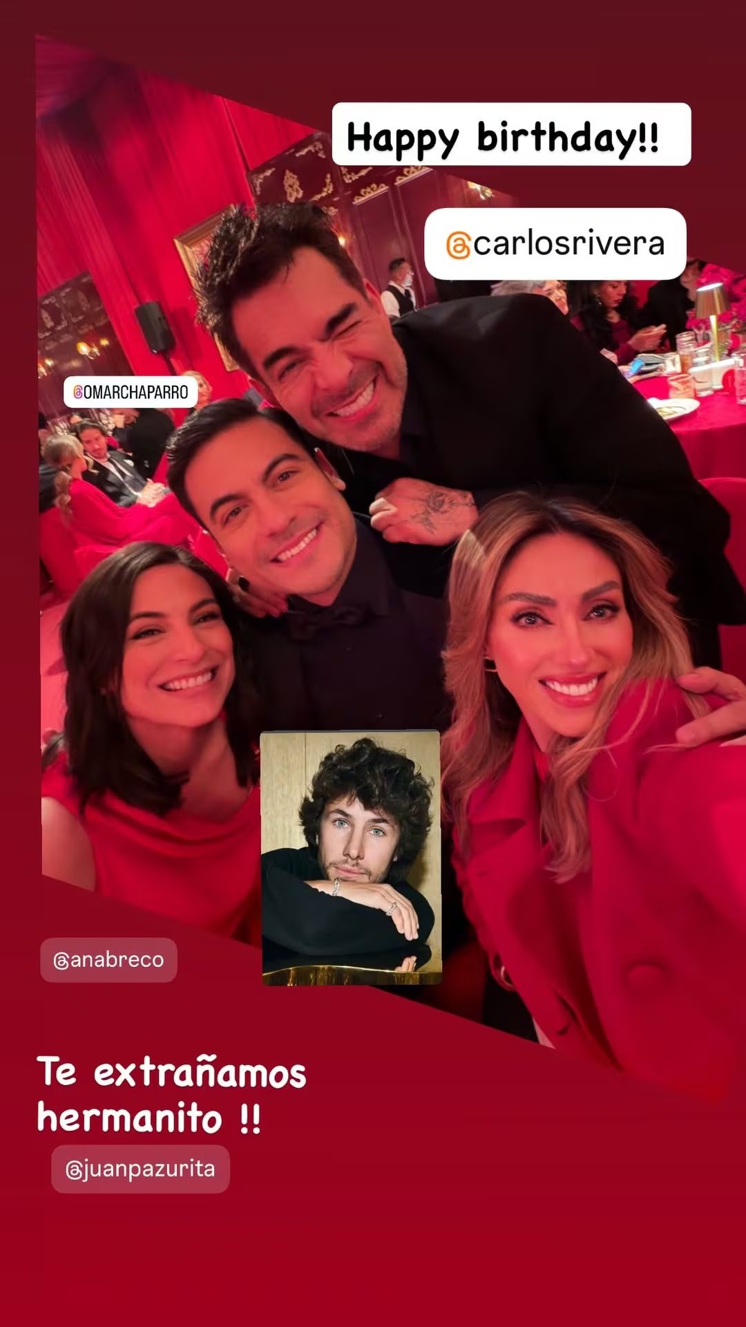 Juanpa Zurita fue otro de los ausentes en la fiesta. (Anahi / Instagram)