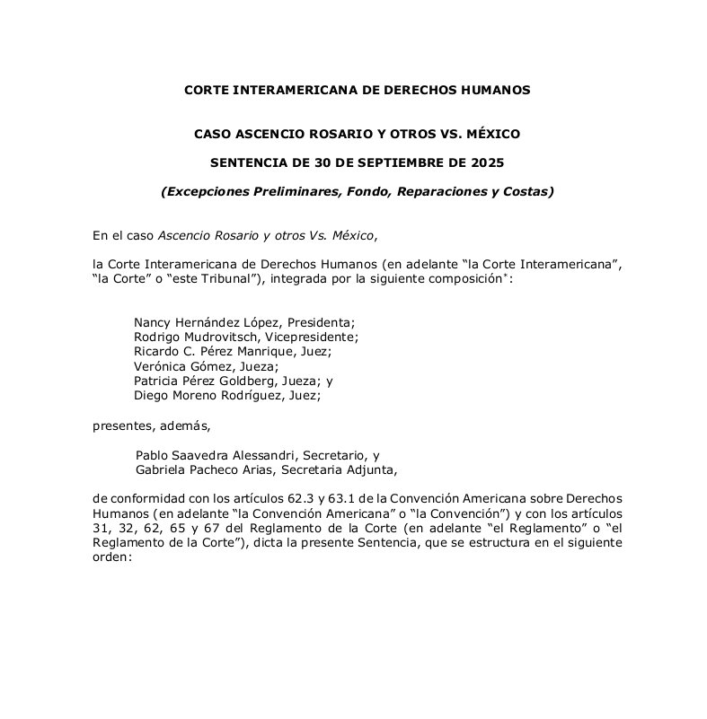 CASO ASCENCIO ROSARIO Y OTROS VS. MÉXICO SENTENCIA DE 30 DE SEPTIEMBRE DE 2025
