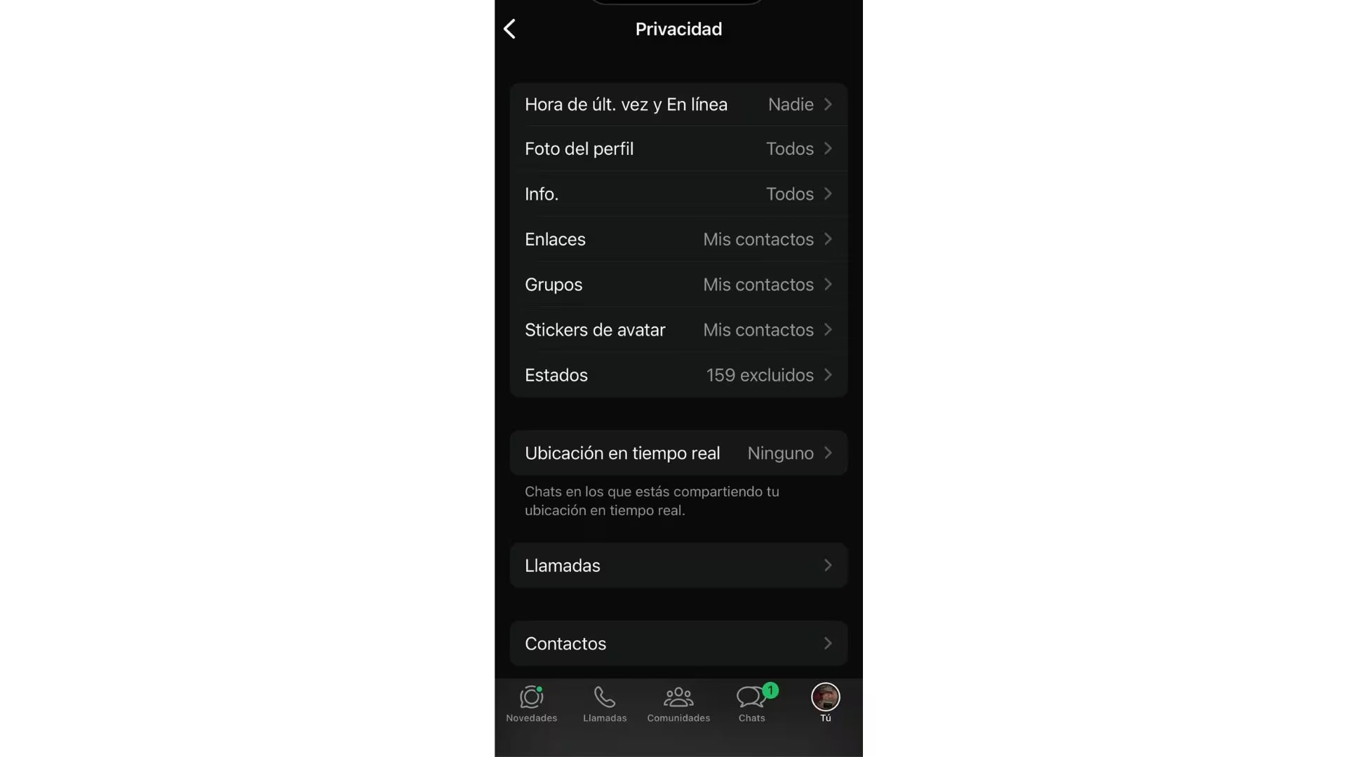 En los ajustes de privacidad, WhatsApp ofrece diversas opciones para mantener un perfil discreto. (WhatsApp)