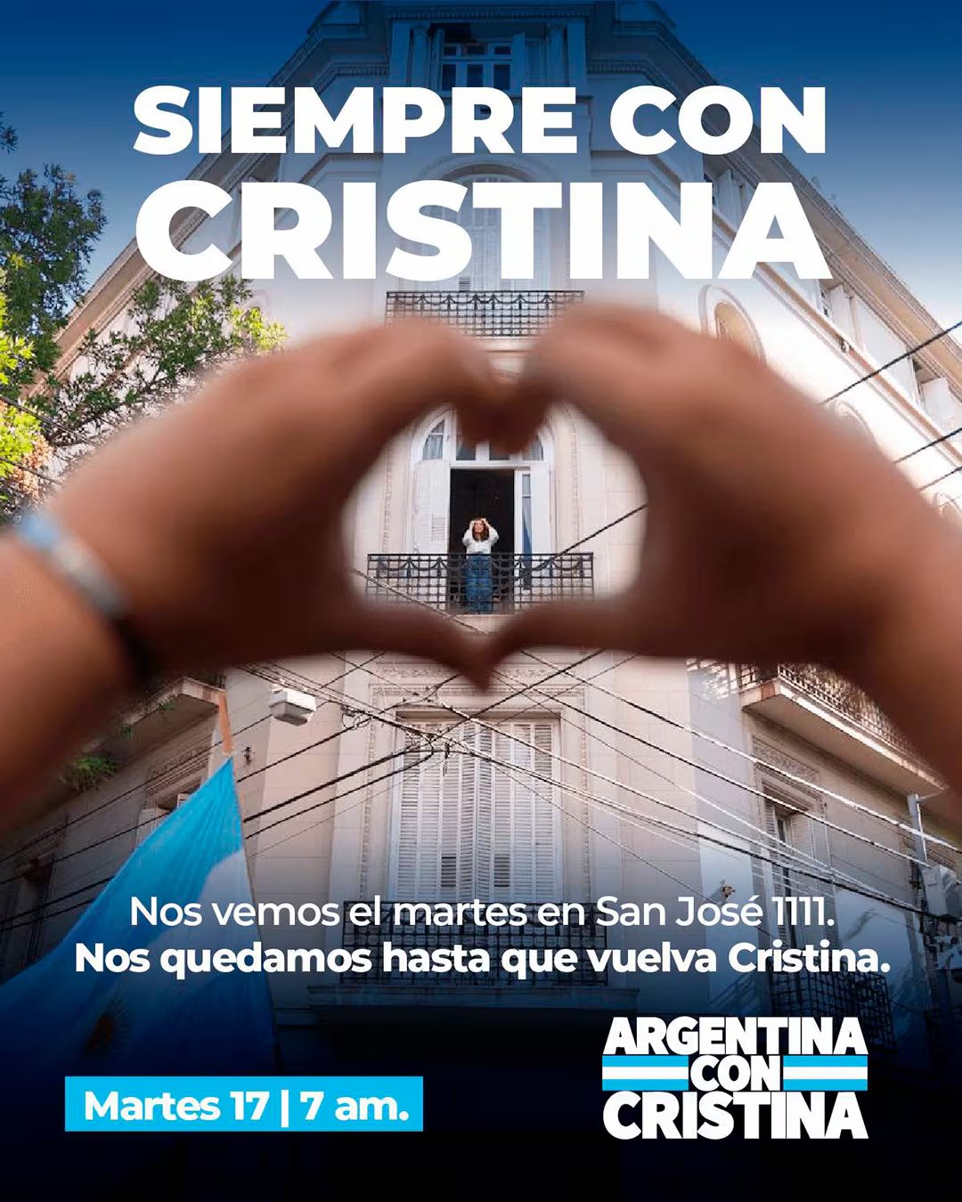 La citación de Cristina Fernández de Kirchner a declarar en Comodoro Py generó expectativa política y movilización de militantes kirchneristas en las inmediaciones de su departamento