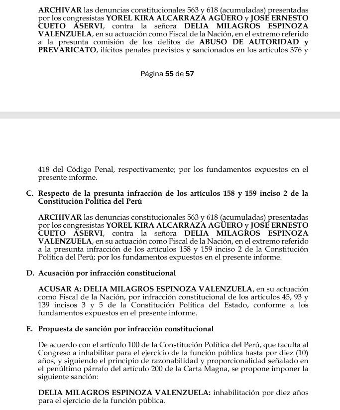 Informe final contra Delia Espinoza.