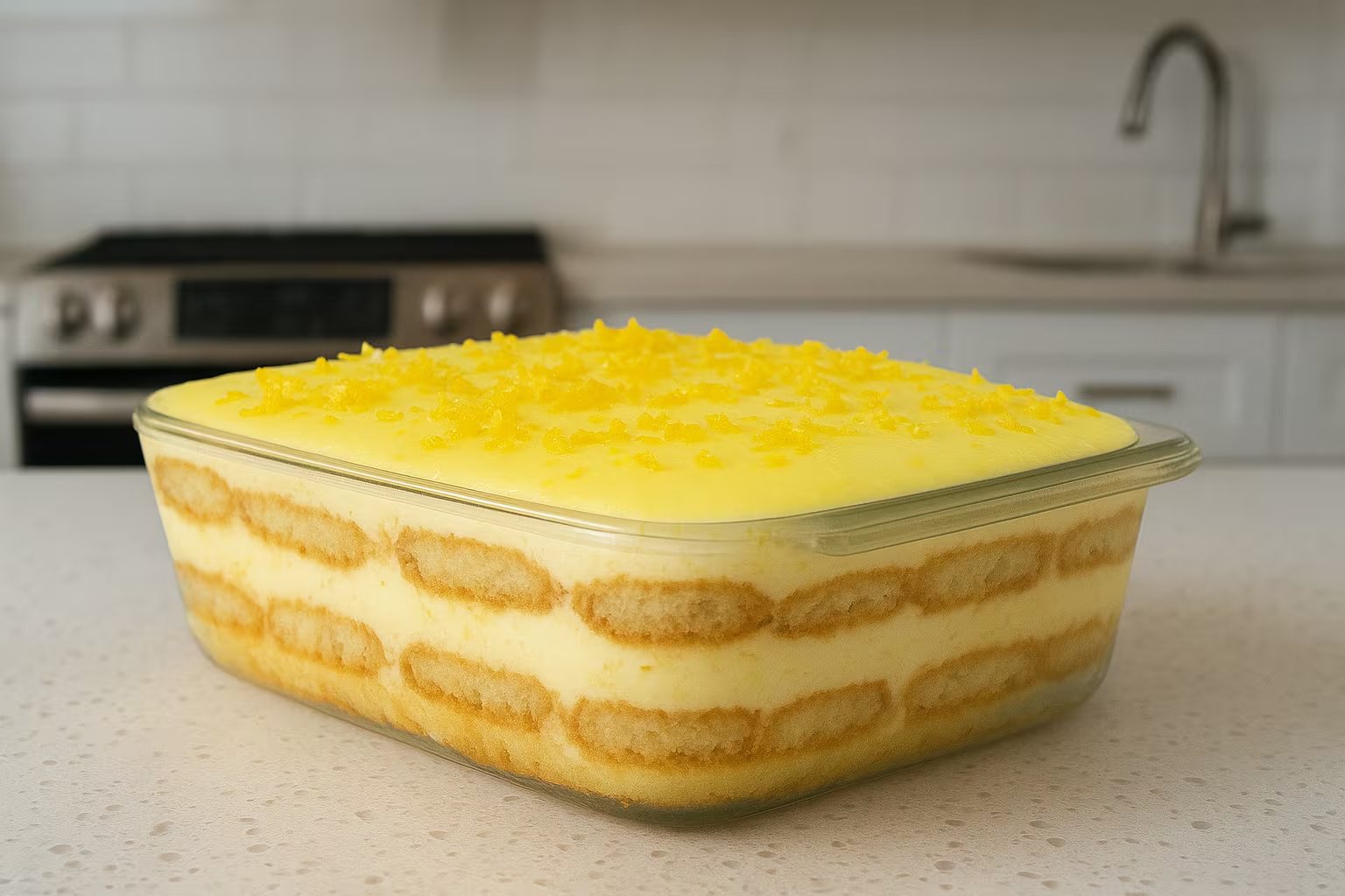 Una propuesta cítrica y refrescante, con jugo y ralladura de limón en la crema y los bizcochos (Imagen Ilustrativa Infobae)