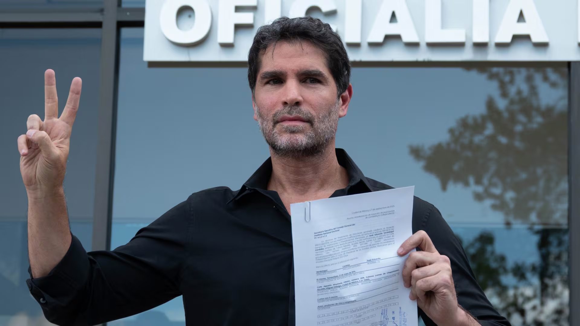 El actor Eduardo Verástegui durante el registro de su movimiento ante el INE, el 07 de septiembre de 2023. 
| Crédito: Cuartoscuro