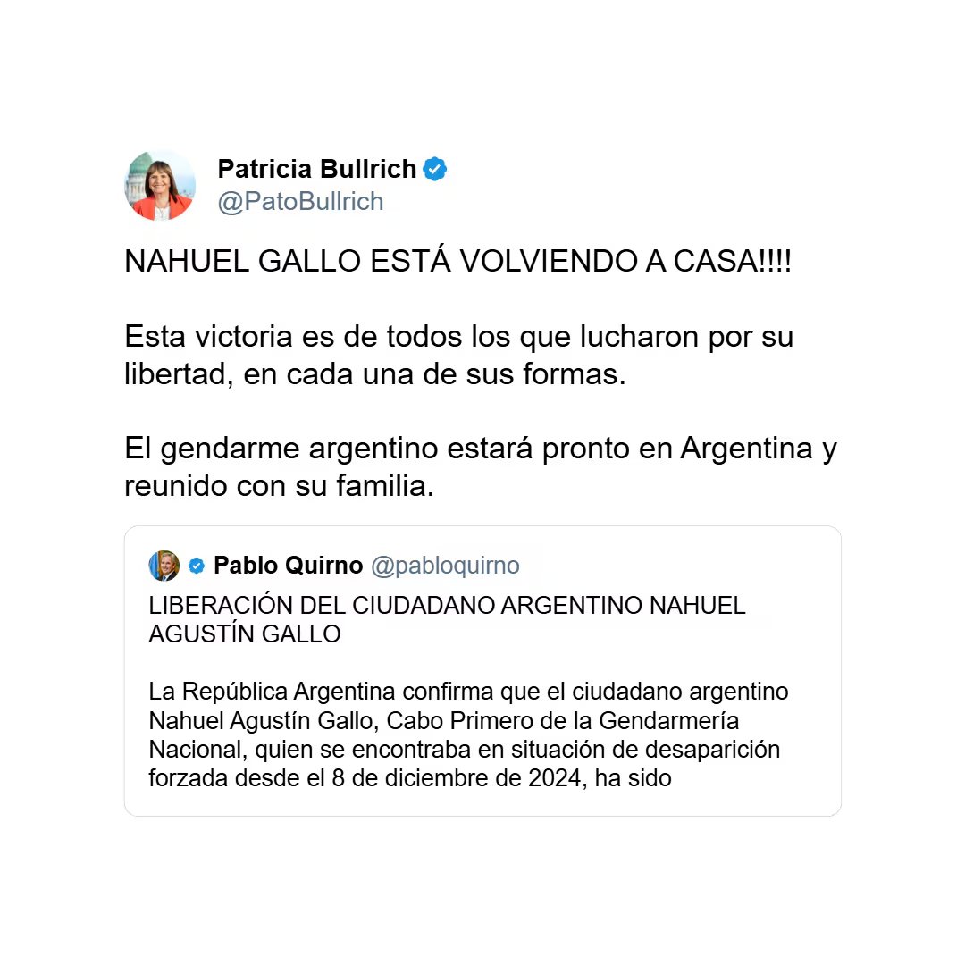 Tweet de Patricia Bullrich