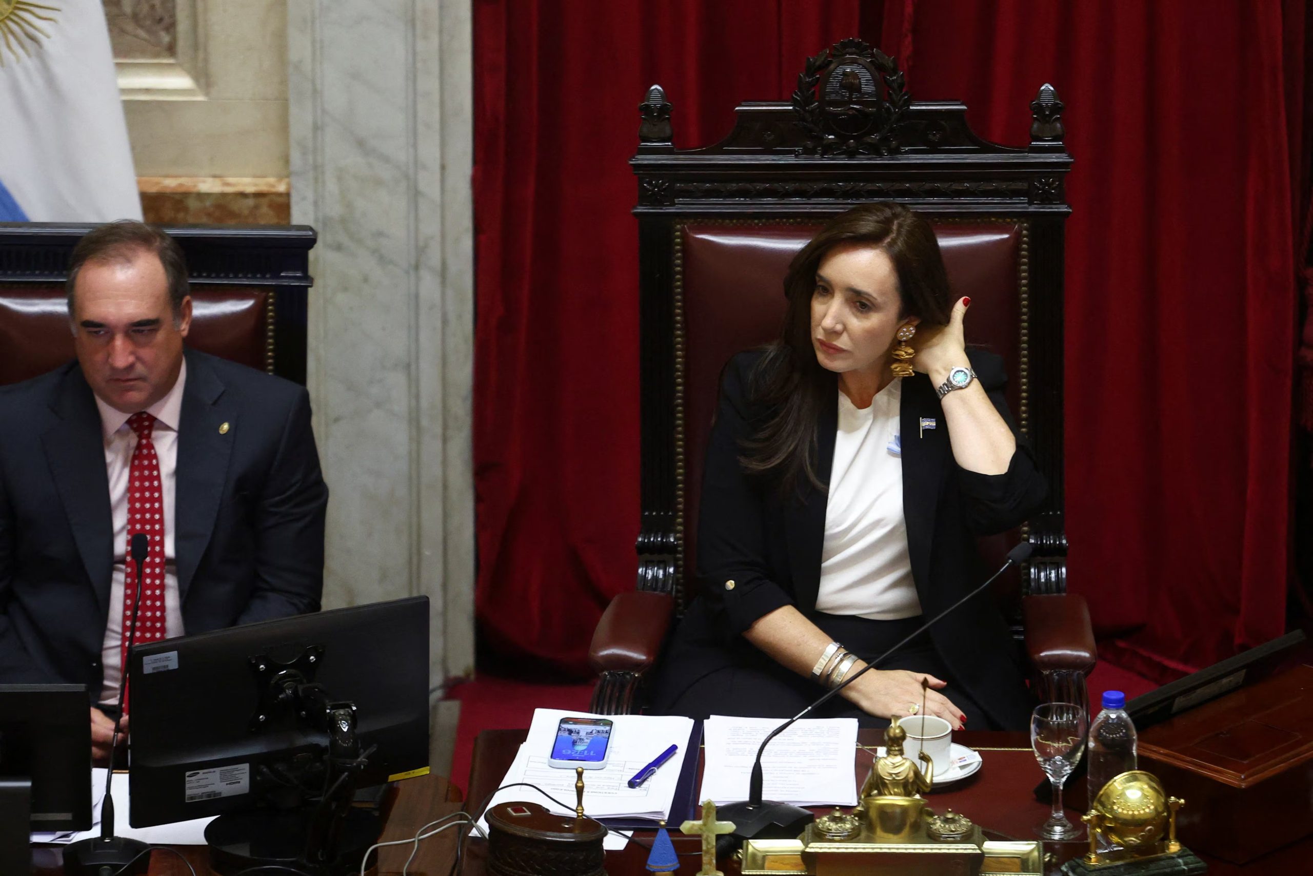 La titular de la Cámara de Senadores, Victoria Villarruel (REUTERS/Matias Baglietto)