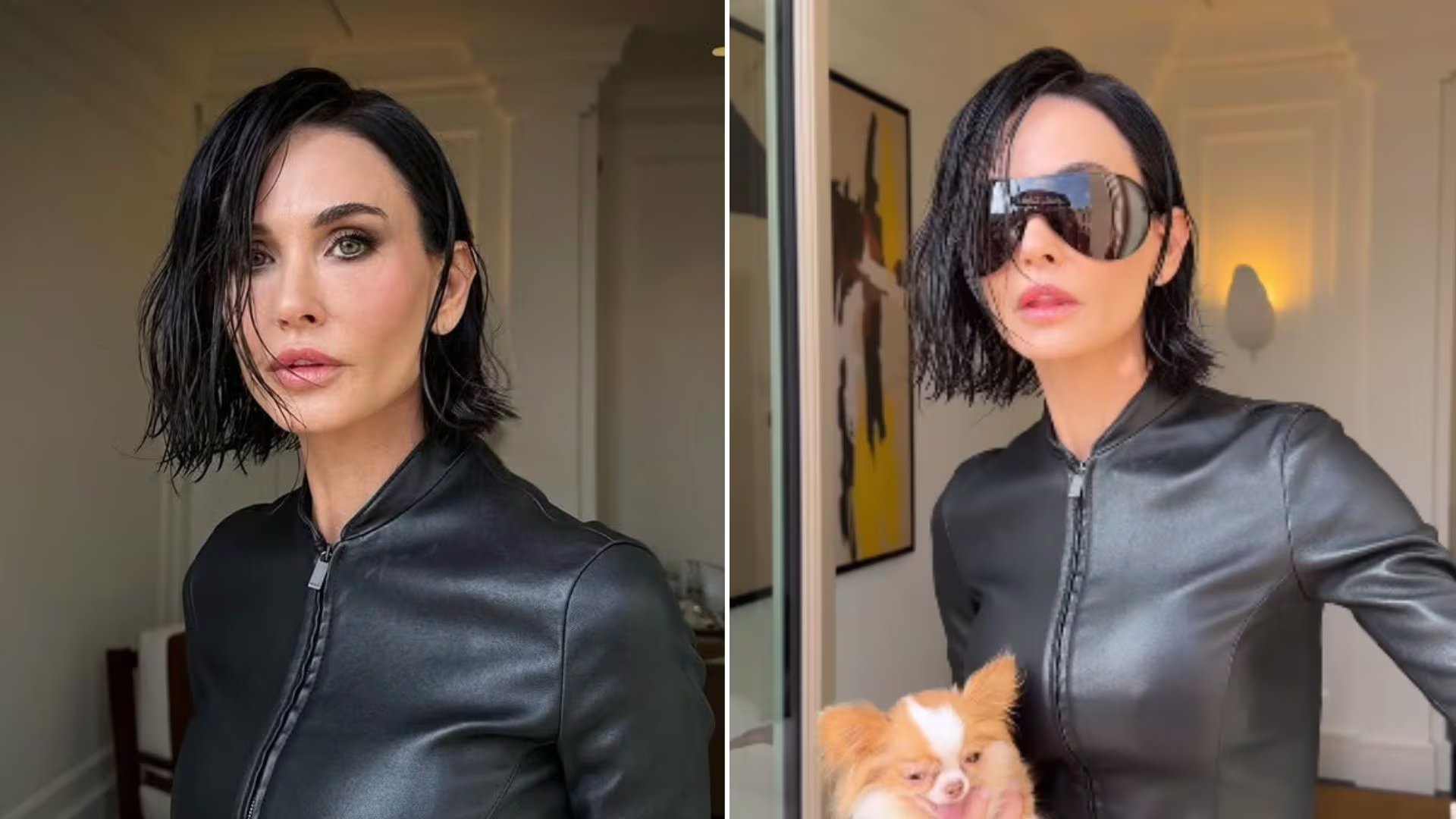A sus 63 años, Demi Moore se reinventa con un nuevo look para la Fashion Week de Milán (Composición/Instagram/Dimitris Giannetos)