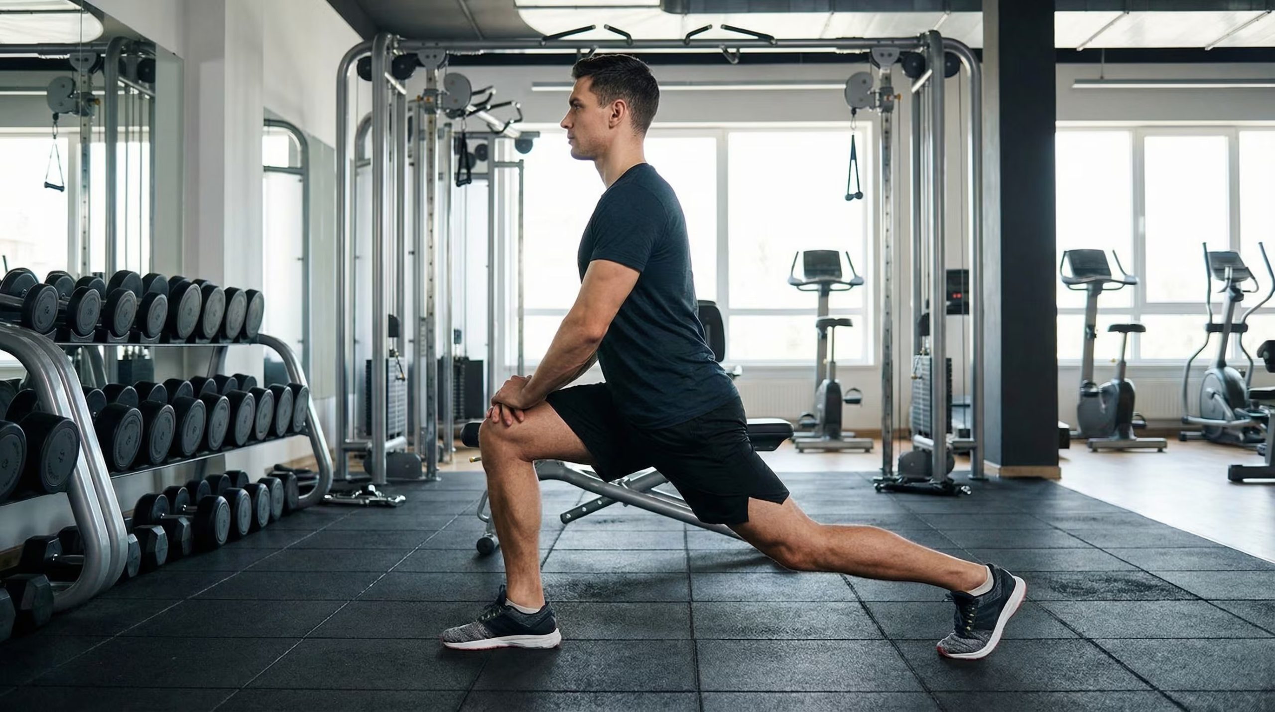 La posición de zancada favorece la elongación de cuádriceps y contribuye a una mejor alineación corporal (Imagen Ilustrativa Infobae)