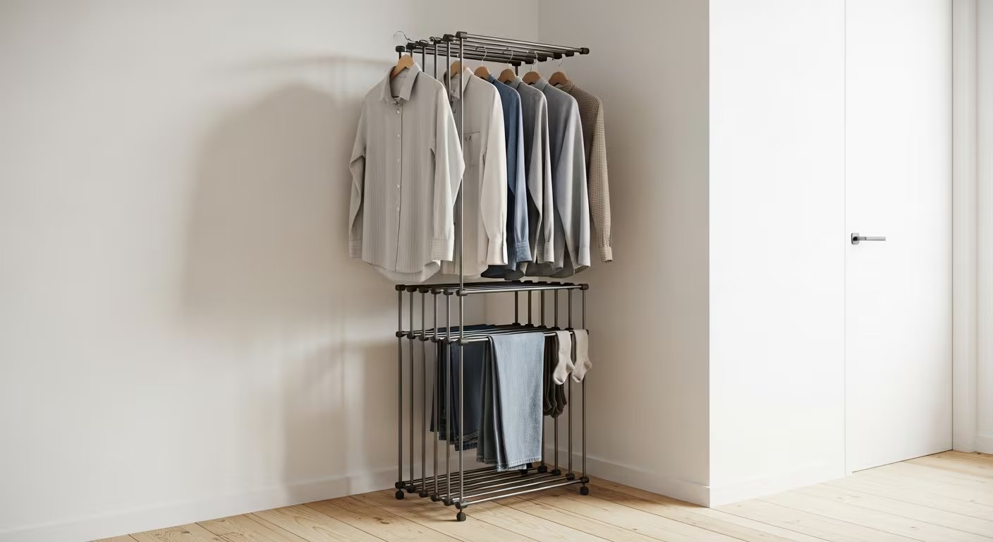 Los tendederos de techo y pared ayudan a maximizar el uso de cada metro cuadrado en viviendas pequeñas. (Imagen Ilustrativa Infobae)