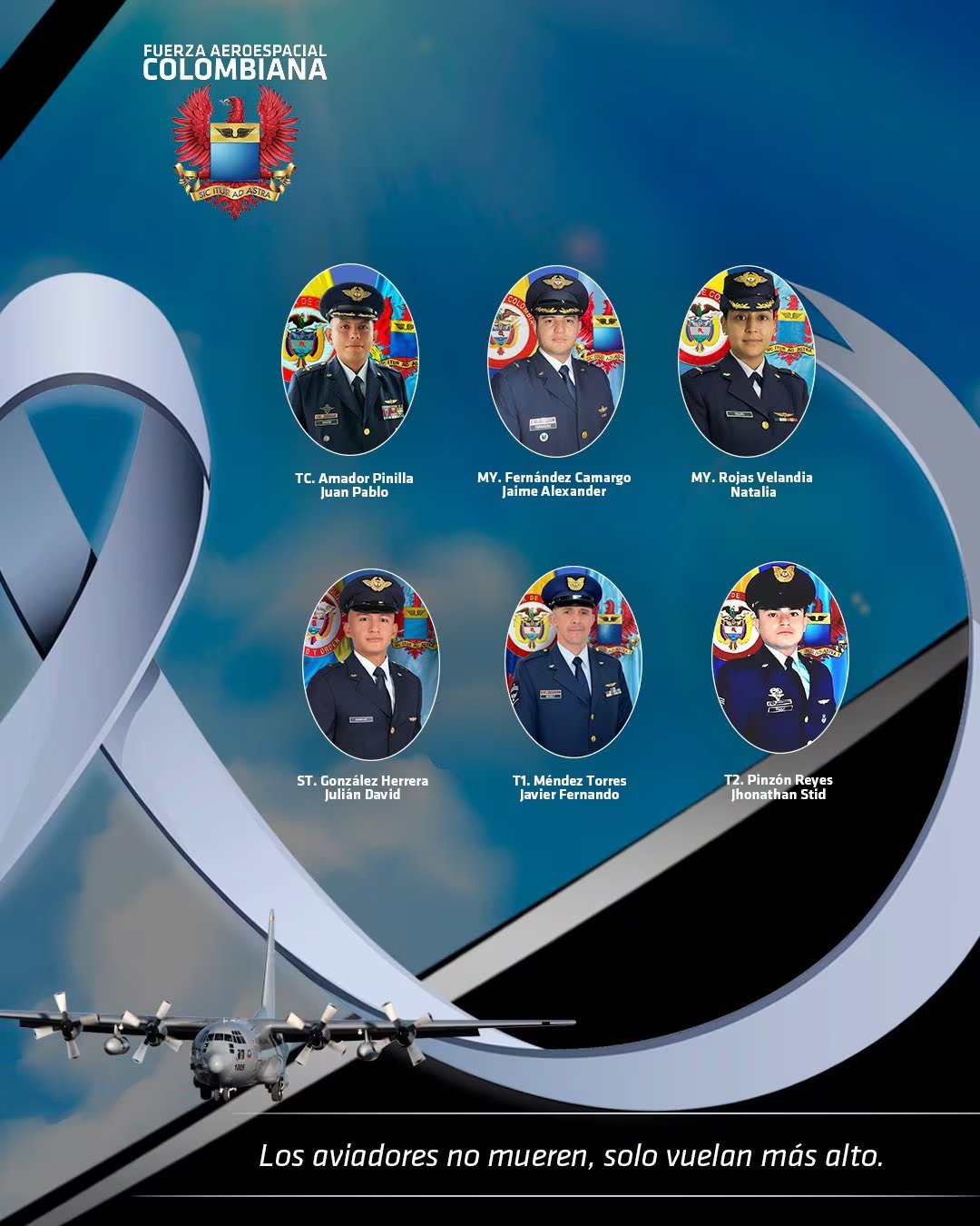  La Fuerza Aérea Colombiana (FAC) identificó a seis de sus integrantes entre las víctimas - crédito @FuerzaAereaCol