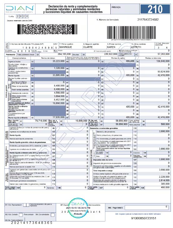 Karen Manrique 2020 presentó un patrimonio líquido de $57.000.000, con deudas de $226.000.000 - crédito Función Pública