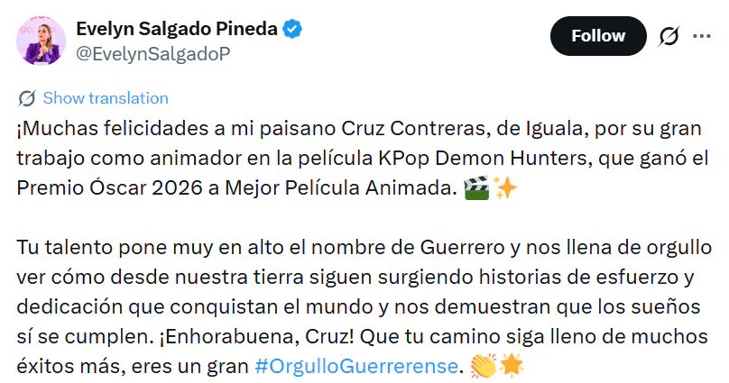 Crédito: X(@EvelynSalgadoP)