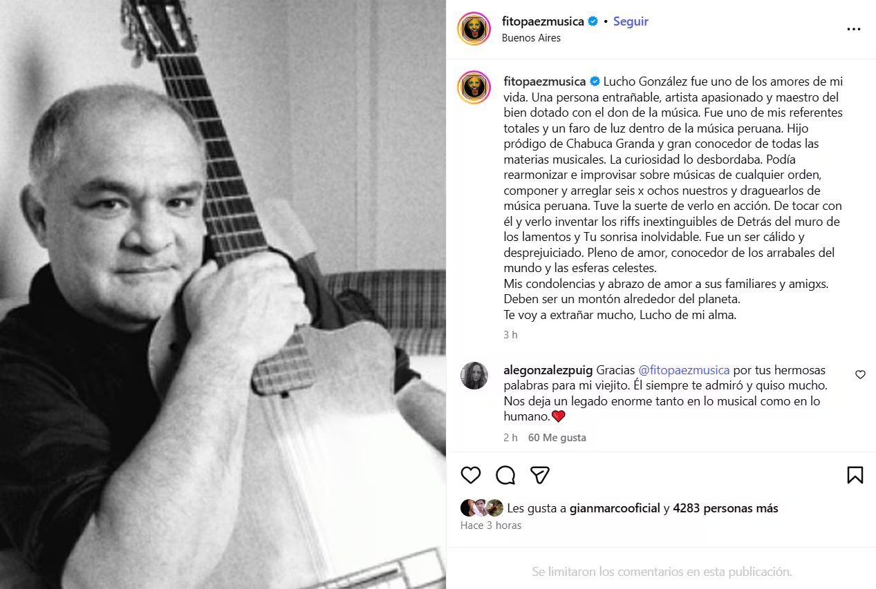 Lucho González, colaborador clave de Chabuca Granda, Mercedes Sosa y Fito Páez, deja un legado insustituible en la música criolla.