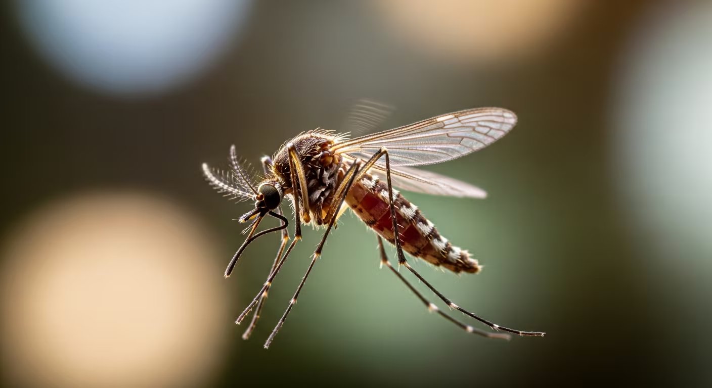 A diferencia del dengue, Oropouche rara vez causa cuadros graves y su transmisión depende de jejenes en vez de mosquitos urbanos como el de esta imagen (Imagen Ilustrativa Infobae)